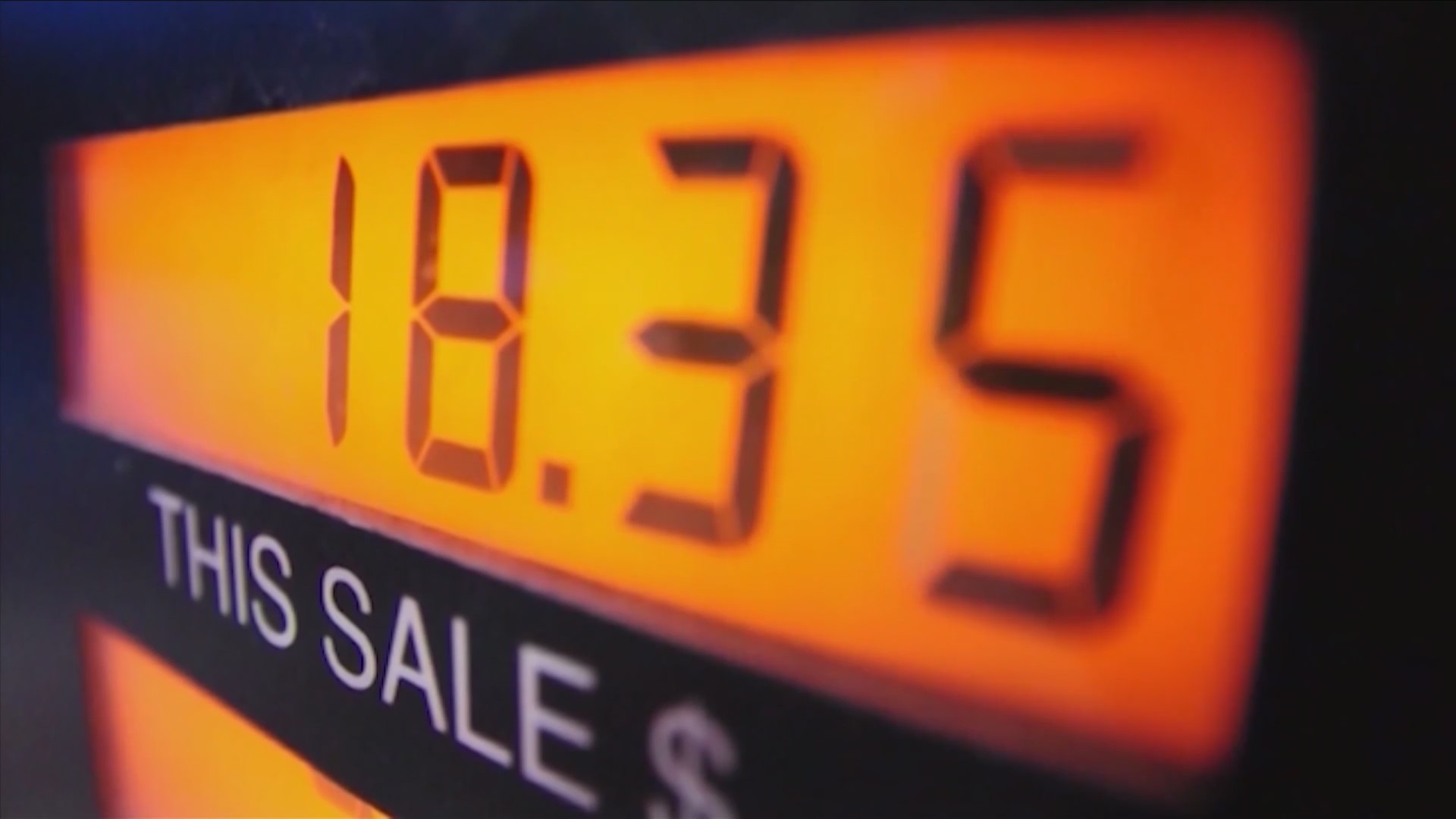 Close up picture of price on gas pump
